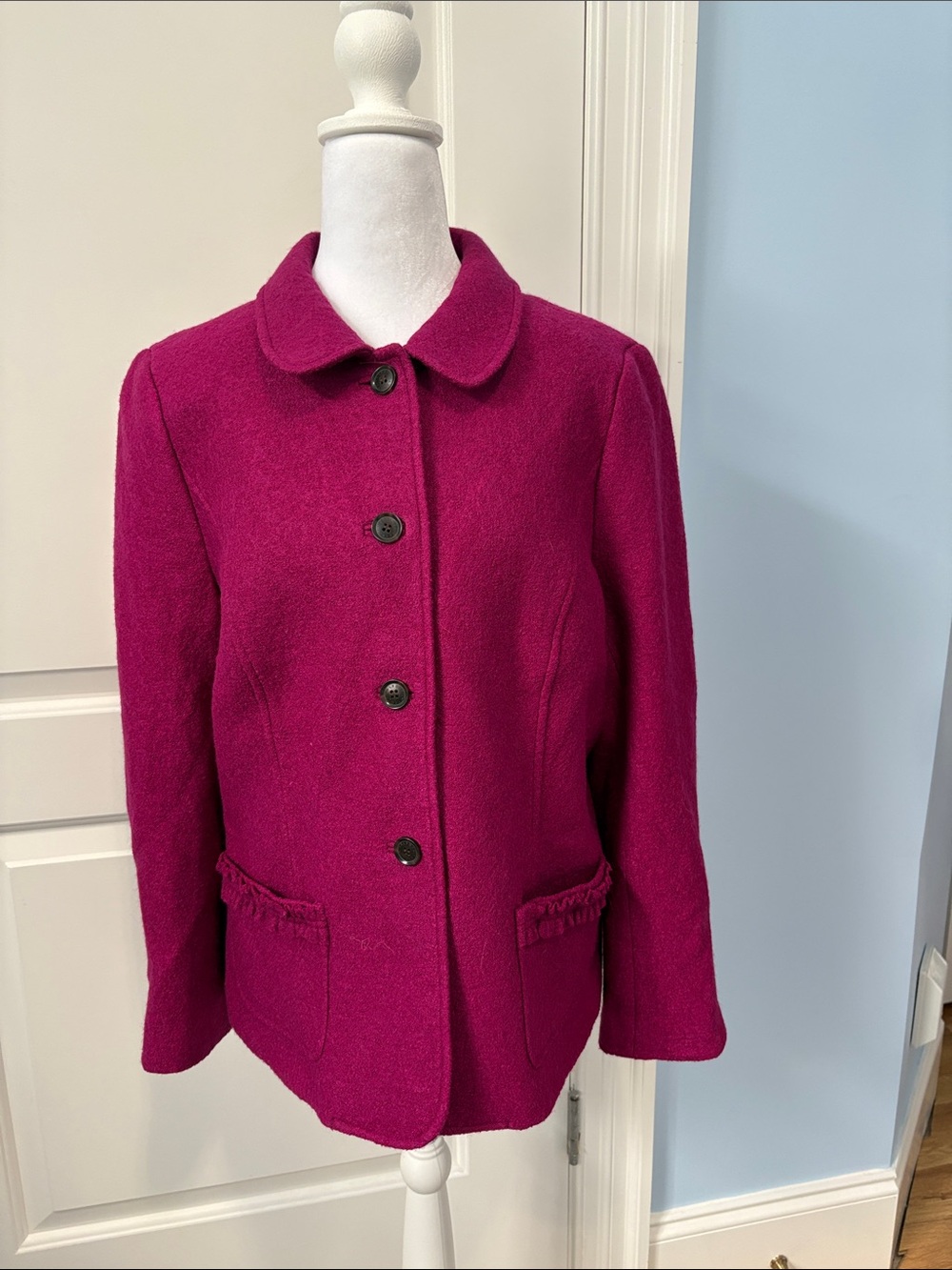 Talbots Ruffle Pocket Fuchsia Jacket